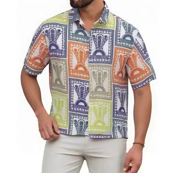 ASOS Design Camp Shirt Men 3XL SS Button Up Linen Boxy Beachy Coastal Resort - Picture 2 of 9